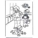 Dibujo para colorear Dibujo De Mama Con Sus Hijos Jugando Para Pintar Y Colorear