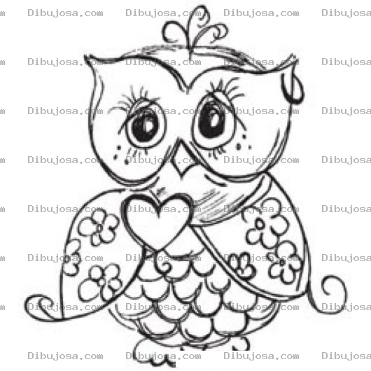 Dibujo para colorear Dibujo De Tecolota Enamorada Para Pintar Y Colorear