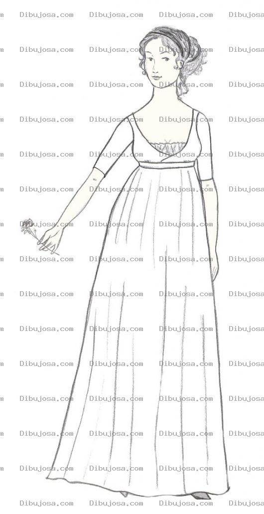 Dibujo para colorear Mujer Con Vestido De Embarazada Para Pintar Y Colorear