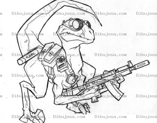 Dibujo para colorear Dibujo De Dinosaurio Armado Para Pintar Y Colorear