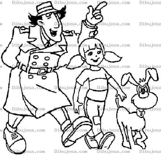 Dibujo para colorear Dibujo Del Inspectorgadget Con Su Sobrina Y Su Chucho Para Pintar Y Colorear