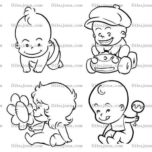 Dibujo para colorear Dibujo De 4 Bebes Para Pintar Y Colorear