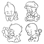 Dibujo para colorear Dibujo De 4 Bebes Para Pintar Y Colorear