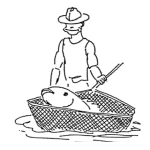 Dibujo para colorear Dibujo De Pescador Con Un Pescadote Para Pintar Y Colorear