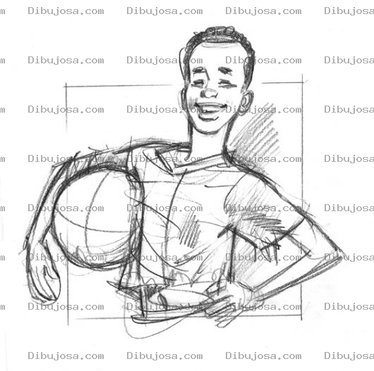 Dibujo para colorear Dibujo De Chico Con Pelota De Basket Ball Para Pintar Y Colorear