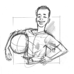 Dibujo para colorear Dibujo De Chico Con Pelota De Basket Ball Para Pintar Y Colorear