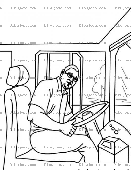 Dibujo para colorear Dibujo De Chofer De Camioneta Para Pintar Y Colorear Pilot De Autobus