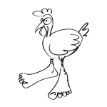 Dibujo para colorear Gallina Con Pies De Humano Para Pintar Y Colorear