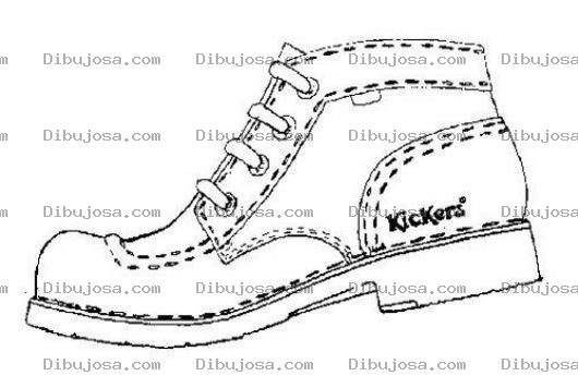 Dibujo para colorear Dibujo De Botas De Cuero Kickers Punta De Acero Para Pintar Y Colorear