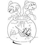 Dibujo para colorear Dibujo De Peces Saltando De Una Pecera Para Pintar Y Colorear