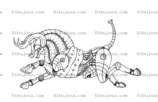 Dibujo para colorear Dibujo De Caballo Robot Con Cuernos De Toro Para Pintar Y Colorear
