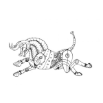 Dibujo para colorear Dibujo De Caballo Robot Con Cuernos De Toro Para Pintar Y Colorear