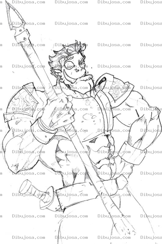 Dibujo para colorear Dibujo De Don Quijote Musculoso Para Pintar Y Colorear