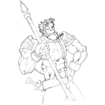 Dibujo para colorear Dibujo De Don Quijote Musculoso Para Pintar Y Colorear