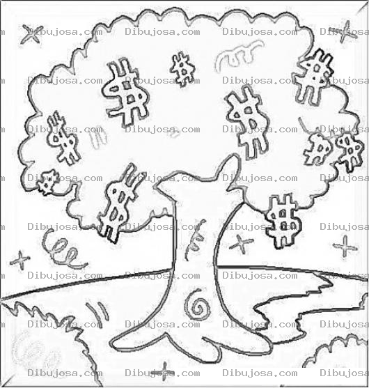 Dibujo para colorear El Arbol Del Dinero Para Pintar Y Colorear