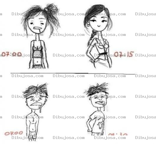 Dibujo para colorear Dibujo De Hombre Y Mujer Al Despertarse