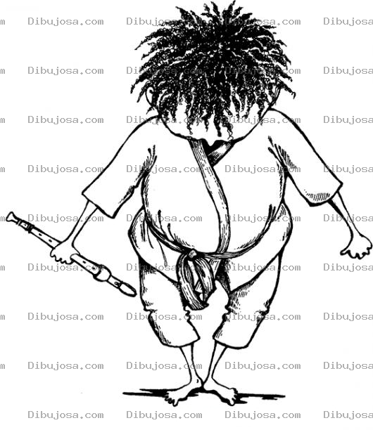 Dibujo para colorear Dibujo De Nino Karateca Con Flauta Para Pintar Y Colorear
