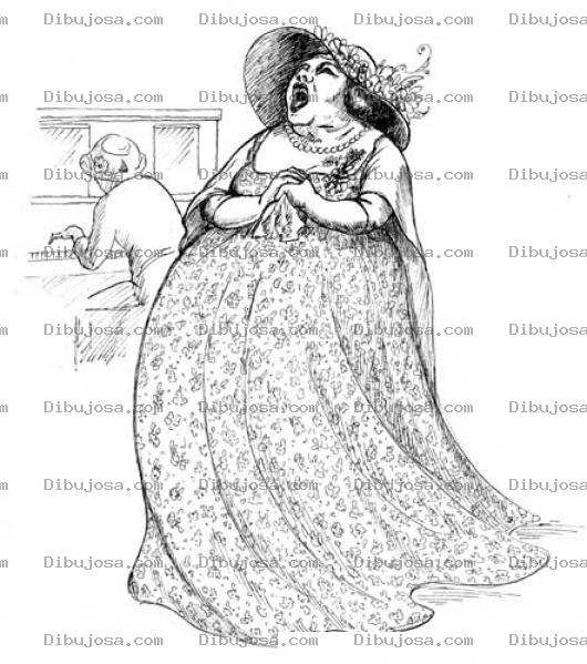 Dibujo para colorear Dibujo De Gorda Cantante De Opera Para Pintar Y Colorear
