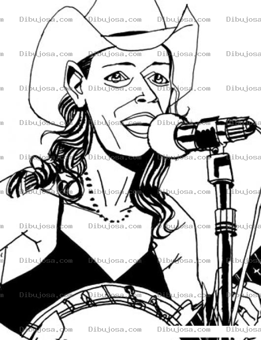 Dibujo para colorear Dibujo De Vaquera Cantante Para Pintar Y Colorear Mujer Cantando Musica Country