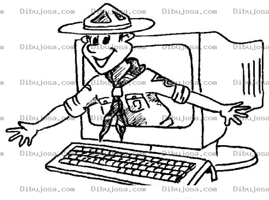 Dibujo para colorear Dibujo De Boy Scout En Una Computadora Para Pintar Y Colorear