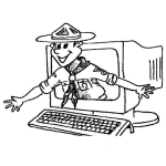 Dibujo para colorear Dibujo De Boy Scout En Una Computadora Para Pintar Y Colorear