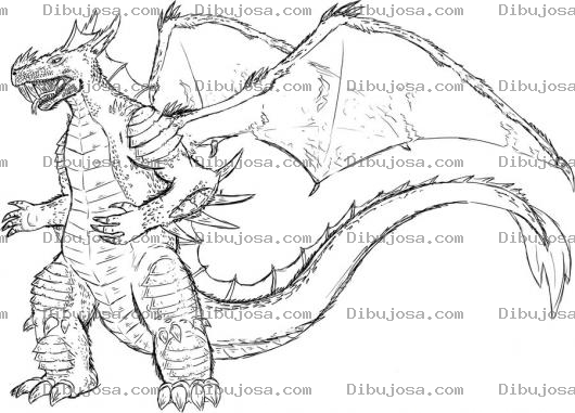 Dibujo para colorear Dibujo De Dragon Volador Parado En Dos Patas Para Pintar Y Colorear
