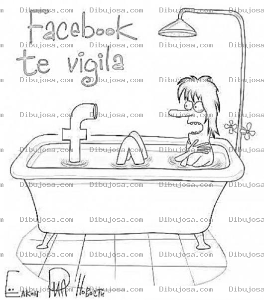 Dibujo para colorear Facebook Te Vigila Dibujo De Facebook En La Tina Para Pintar Y Colorear