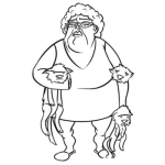 Dibujo para colorear Abuela Con Mascotas Para Pintar Y Colorear