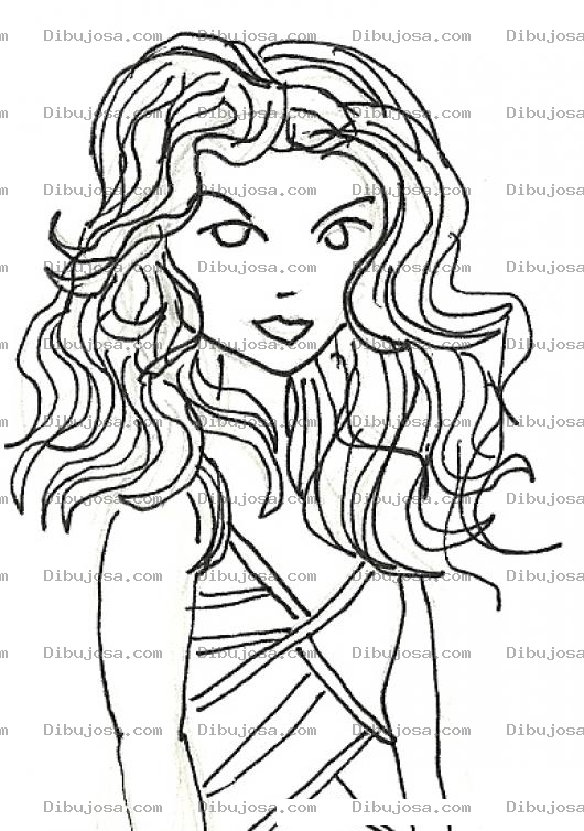 Dibujo para colorear Dibujo De Chica De Pelo Ondulado Para Pintar Y Colorear