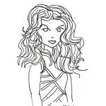 Dibujo para colorear Dibujo De Chica De Pelo Ondulado Para Pintar Y Colorear