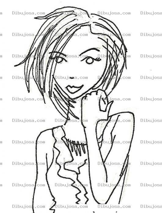 Dibujo para colorear Dibujo De Chica Con Pelo Cortito Para Pintar Y Colorear