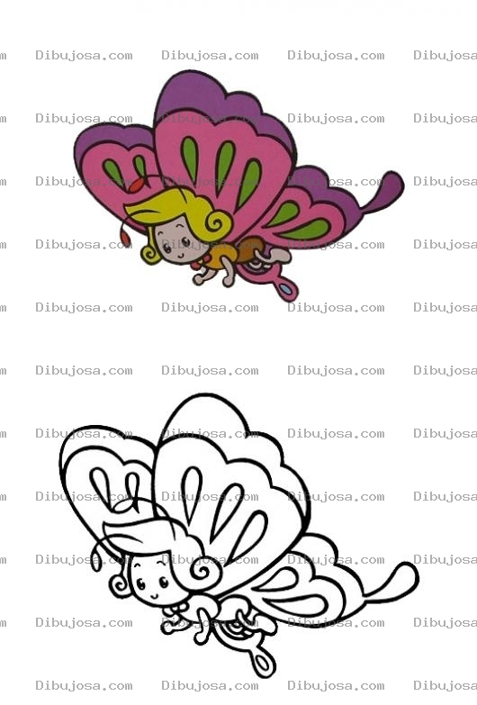 Dibujo para colorear Colorear mariposita con muestra final