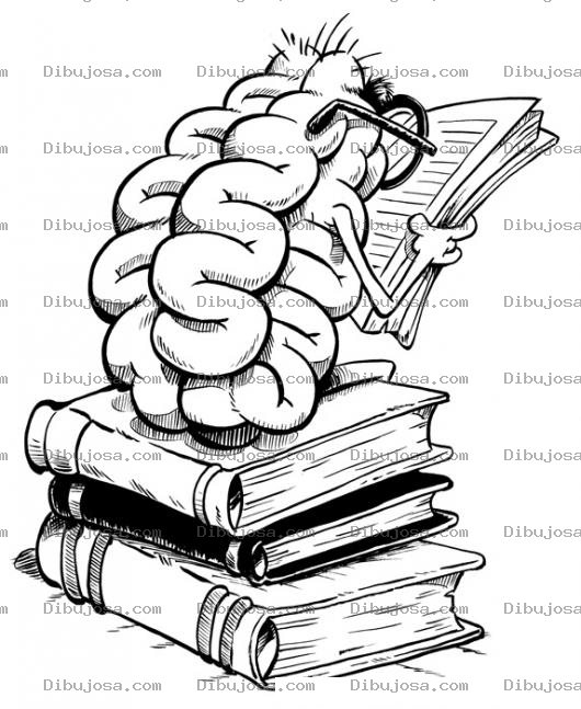 Dibujo para colorear Dibujo De Cerebro Leyendo Un Libro Para Pintar Y Colorear