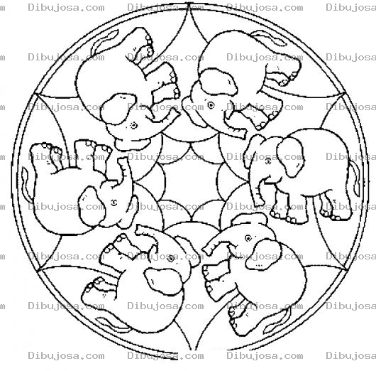 Dibujo para colorear Mandalas Para Colorear Elefantes