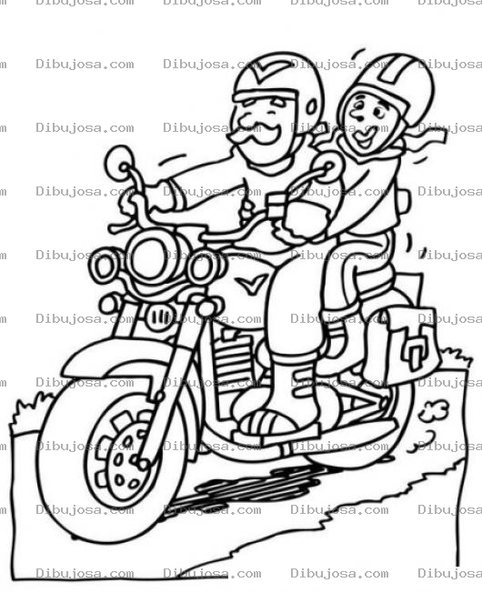 Dibujo para colorear Dibujo De Pareja En Moto Para Pintar Y Colorear