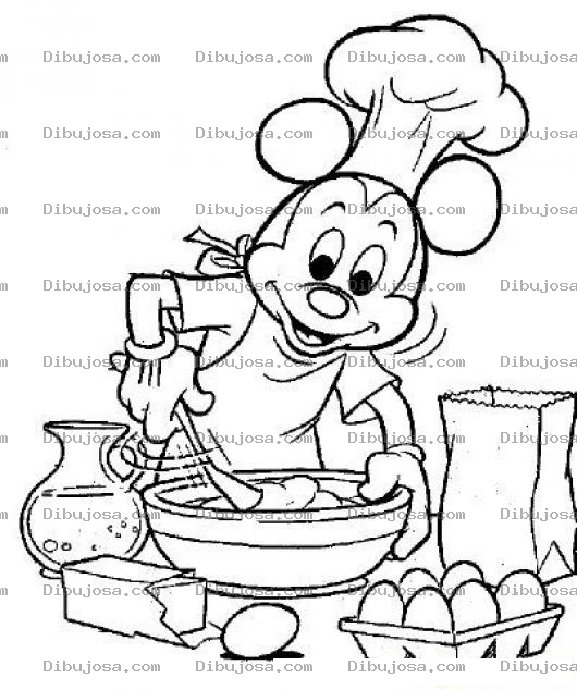 Dibujo para colorear Dibujo De Mickeymouse Batiendo Huevos Para Pintar Y Colorear