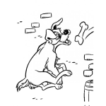 Dibujo para colorear Dibujo Del Perro Vagabundo Con Un Hueso Para Pintar Y Colorear