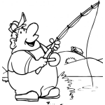 Dibujo para colorear Dibujo De Pescador Grodito Pescando En Un Rio Para Pintar Y Colorear
