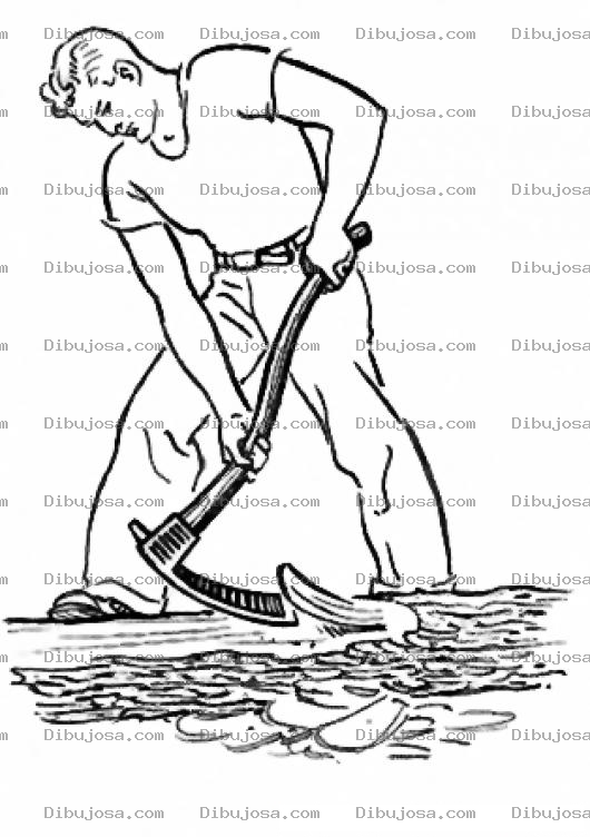 Dibujo para colorear Dibujo De Chico Labrador Labrando La Tierra Para Pintar Y Colorear