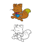 Dibujo para colorear Colorear a un zorrito con muestra