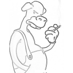 Dibujo para colorear Dibujo De Perro Fumador Para Pintar Y Colorear