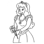 Dibujo para colorear Dibujo De Princesa Con Una Flor Para Pintar Y Colorear