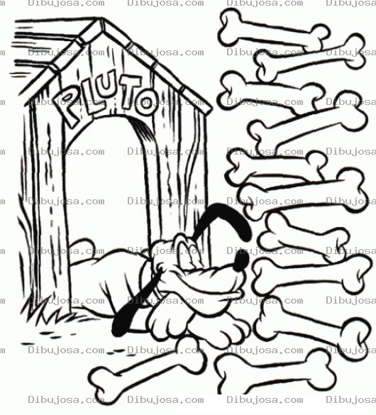 Dibujo para colorear Dibujo De Pluto Con 11 Huesos Para Pintar Y Colorear