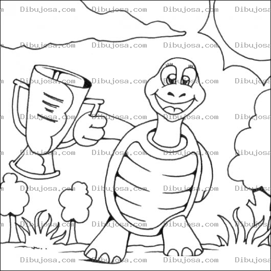 Dibujo para colorear Dibujo De Tortuga Ganando La Copa Del Primer Lugar Para Pintar Y Colorear