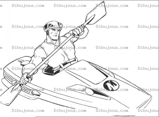 Dibujo para colorear Dibujo De Hombre Remando En Cayak Moderno Para Pintar Y Colorear Canoa Con Chasis De Waverunner