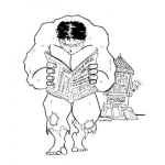 Dibujo para colorear Dibujo De Hulk Leyendo El Periodico Para Pintar Y Colorear