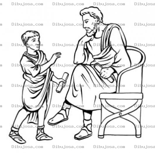 Dibujo para colorear Dibujo De Pilato Con Su Hijo Para Pintar Y Colorear