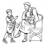 Dibujo para colorear Dibujo De Pilato Con Su Hijo Para Pintar Y Colorear