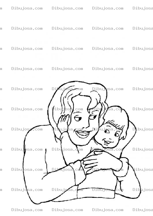 Dibujo para colorear Dbiujo De Hijo Dando Un Abrazo A Mama En El Dia De La Madre Para Pintar Y Colorear