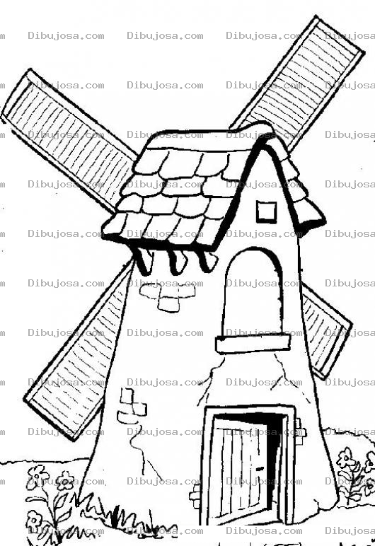 Dibujo para colorear Dibujo De Molino Viejo Para Pintar Y Colorear